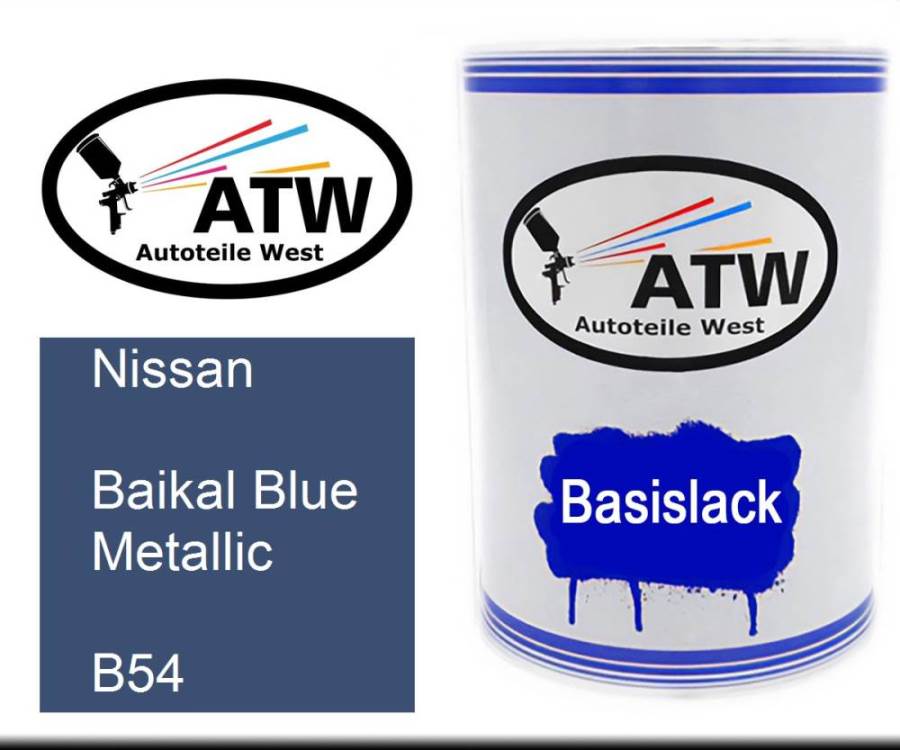 Nissan, Baikal Blue Metallic, B54: 500ml Lackdose, von ATW Autoteile West.